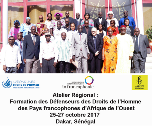 Atelier régional : Formation des défenseurs des droits de l'homme des pays francophones d'Afrique de l'Ouest - 25 - 27 Octobre 2017 - crédits HCDH-BRAO